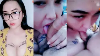 Leila Berkacamata Mengisap Kontol Pacar Dengan Penuh Nafsu