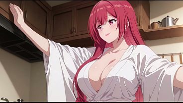 Anak Tiri Pulang Cepet, Ngeliat Bini Bokap Masak Pake Kimia Super Seksi. Kureha Enomoto Cosplay Ngewe Hasil Ai.