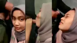 Hijab Ngewe Sambil Nyepong Sampe Crot Muncrat Di Muka